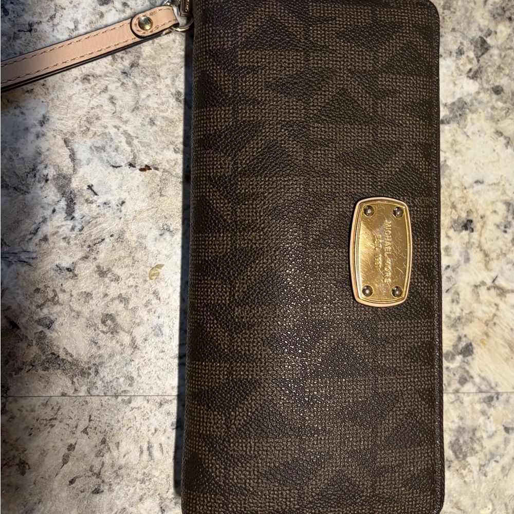 Michael Kors Brown Wallet with Gold Zipper